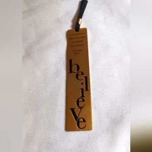 Goldtone Metal Bookmark by Sacchi with "Believe" Quotation